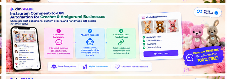 Instagram comment-to-DM workflow for crochet products, custom orders, and handmade gift collections
