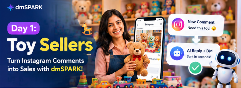 Toy store owner using Instagram comment-to-DM automation with dminsecond