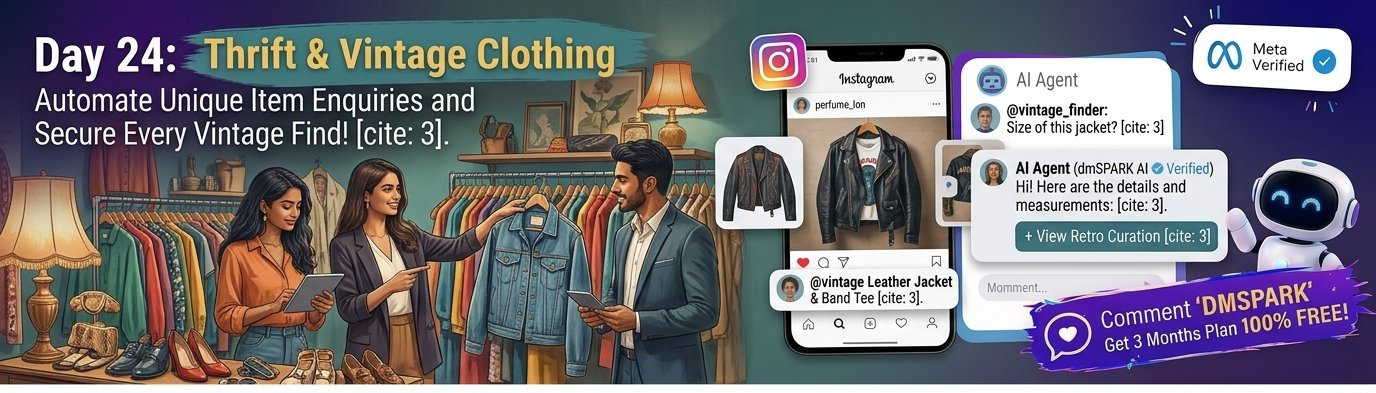 Curated thrift and vintage clothing displayed for an online shop
