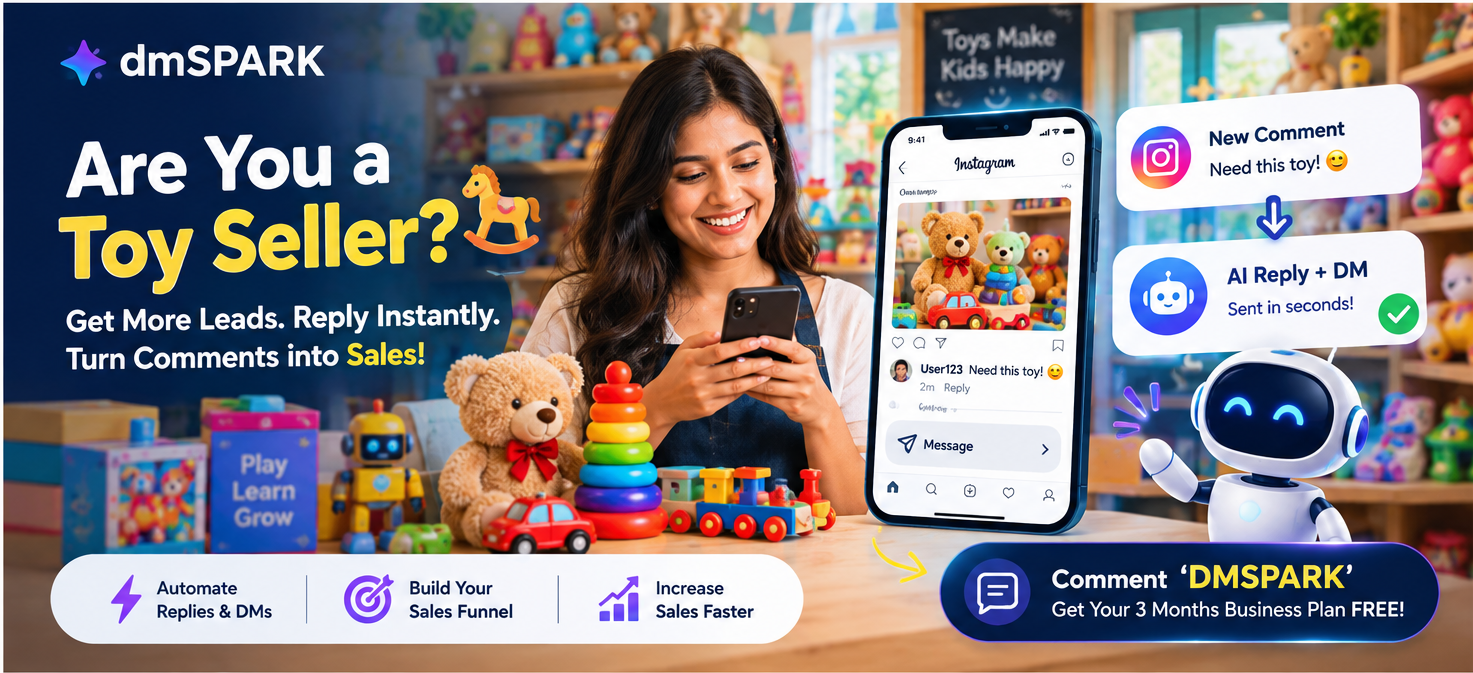 dminsecond comment-to-DM automation workflow helping toy sellers turn Instagram comments into sales